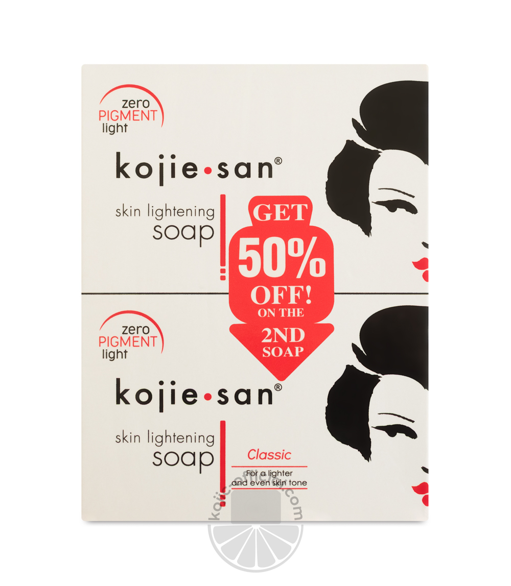 Kojie San Original Kojic Acid Face & Body Bar Soap, 135gx2 bars+pouch